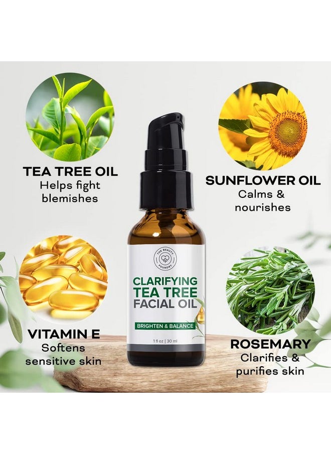 Beauty Foundry Clarifying Tea Tree Facial Oil, Targets Acne and Uneven Skin Tone, Antioxidant-Rich Beauty Oil, 1-fl oz/30ml (1 Pack)