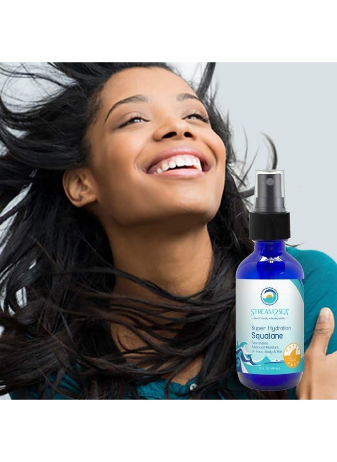 STREAM 2 SEA Squalane Olive Based, Reef Safe Certified Shark Free Plant Based Vitamin E Infused Face Moisturizer and Boosts Collagen Production, Biodegradable Skin and Hair Care, 2 Fl Oz