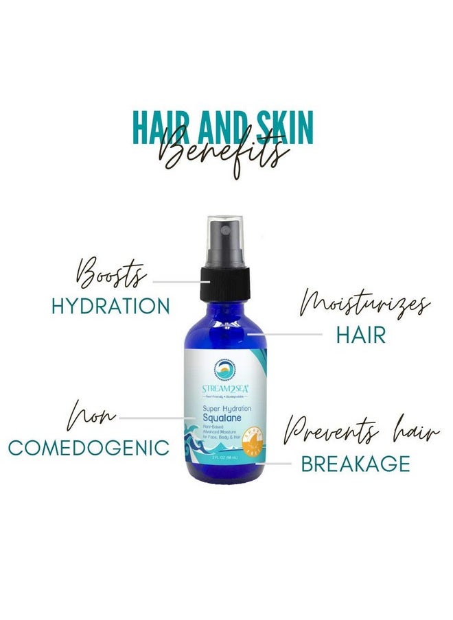 STREAM 2 SEA Squalane Olive Based, Reef Safe Certified Shark Free Plant Based Vitamin E Infused Face Moisturizer and Boosts Collagen Production, Biodegradable Skin and Hair Care, 2 Fl Oz