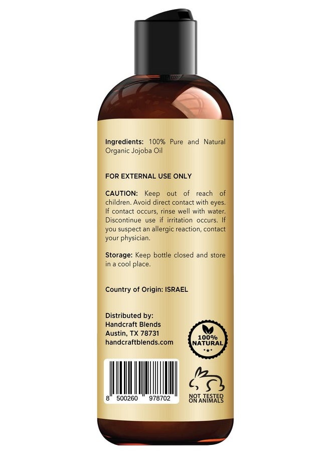 Handcraft Blends USDA Organic Jojoba Oil - 8 Fl Oz - 100% Pure and Natural - Premium Grade Oil for Face, Body and Hair - Anti-Aging Oil - Cold-Pressed and Hexane-Free - Packaging May Vary
