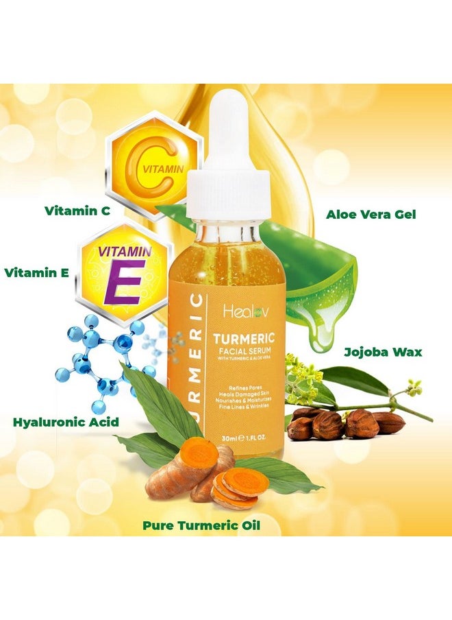 Turmeric Oil for Face & Body - All Natural Turmeric Skin Brightening Oil for Dark Spots - Turmeric Facial Repair Serum Cleanses Skin, Fights Acne, Evens Tone, Heals Scars - Turmeric Serum for All Skin