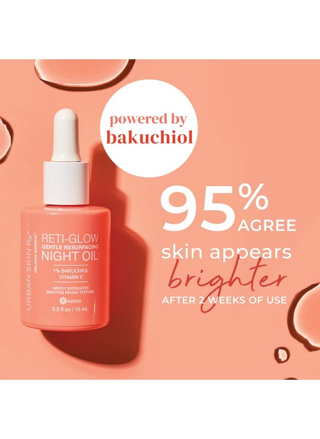Urban Skin Rx, Reti-Glow Night Oil | Sensitive Skin Lightweight Facial Oil for Gentle Resurfacing and Smoothing Skin with Bakuchiol and Vitamin E | 0.5 Oz