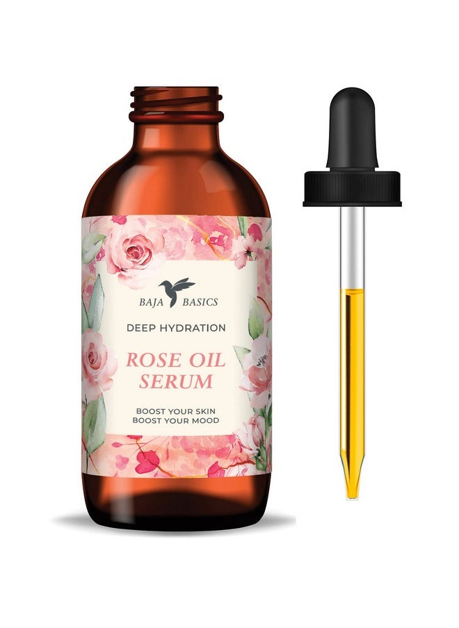 Baja Basics Rose Oil for Face, Rose Essential Oil, Face Serum and Rose Oil for Skin, Hair and Nails, Unrefined Moisturizer, Hydrating Skincare Product 1 oz