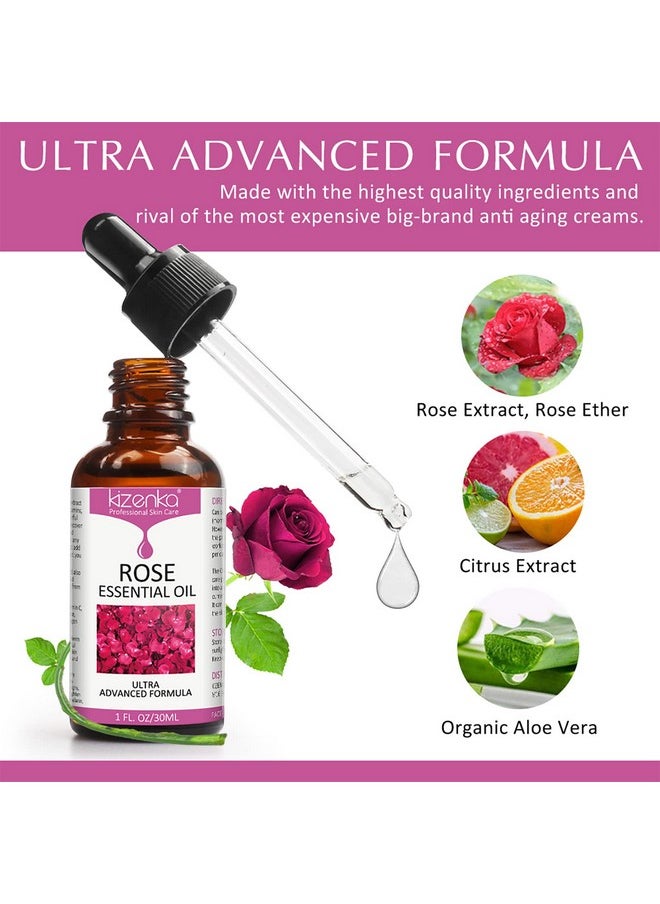 Rose Essential Oil, Face Rose Oil, Moisturizer Rose Oil, Anti Ageing & Anti Wrinkle Serum, Rose oil for Face, Skin Care, 1 oz (30ml)