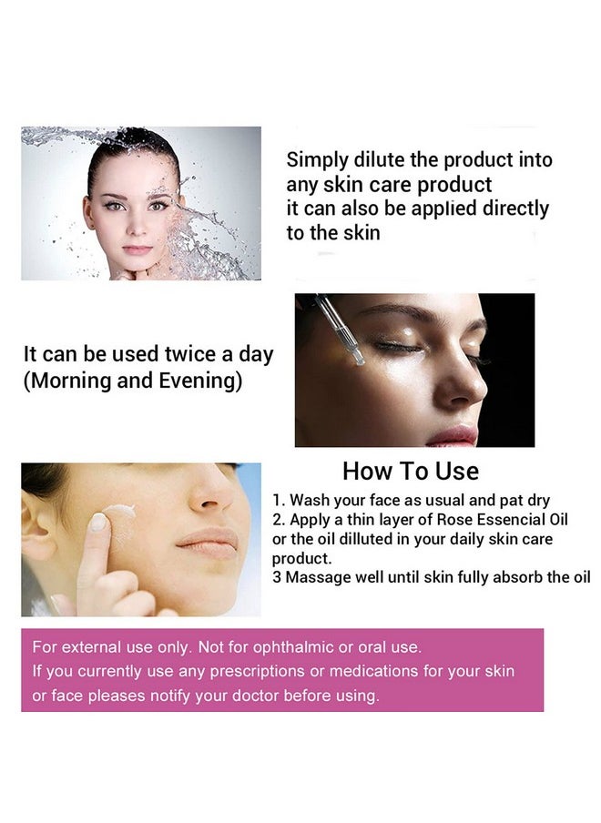 Rose Essential Oil, Face Rose Oil, Moisturizer Rose Oil, Anti Ageing & Anti Wrinkle Serum, Rose oil for Face, Skin Care, 1 oz (30ml)