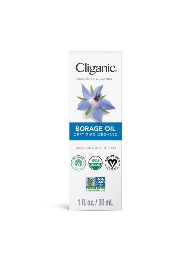 Cliganic Organic Borage Seed Oil for Face, 100% Pure (1oz) - Natural Non-GMO Cold Pressed