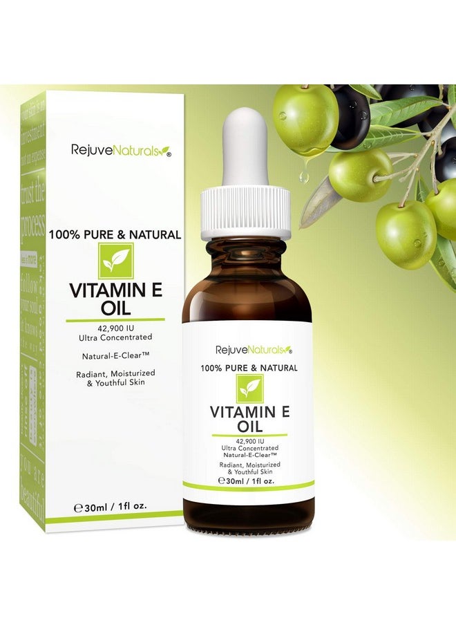 Vitamin E Oil - 100% Pure & Natural, 42,900 IU. Repair Dry, Damaged Skin from Surgery & Acne, Age Spots & Wrinkles. Boost Collagen for Moisturized, Youthful-looking Skin. d-alpha tocopherol