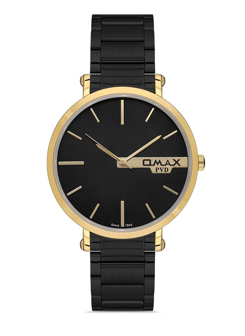 Omax Men's Luxury Black Luxury Wristwatch, Watches for Men, Stainless Watches, Silver Steel Band, Analog Dial, Waterproof Watch, 1 Year Warranty