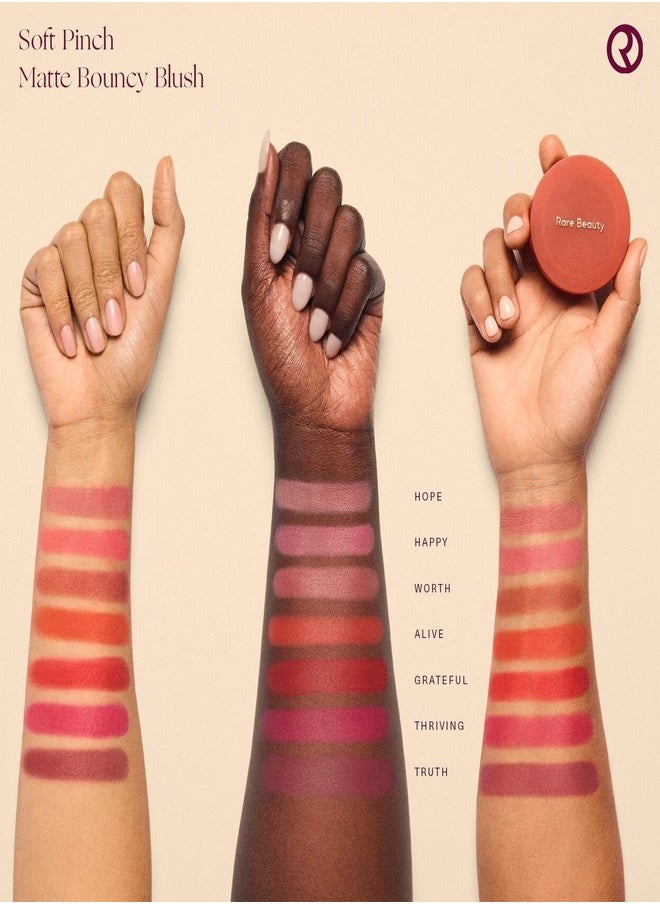 Rare Beauty by Selena Gomez Soft Pinch Matte Bouncy Blush – Shade: Happy - Cool Pink, 6.4g | Weightless, Long-Lasting Cream Blush with Matte Finish