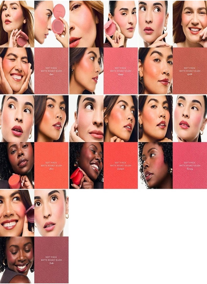 Rare Beauty by Selena Gomez Soft Pinch Matte Bouncy Blush – Shade: Happy - Cool Pink, 6.4g | Weightless, Long-Lasting Cream Blush with Matte Finish