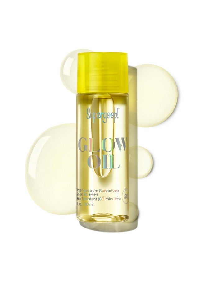 Supergoop! Glow Oil - 1 fl oz - SPF 50 PA++++ Vitamin E Body Oil + Broad Spectrum Sunscreen Protection - With Marigold, Meadowfoam & Grape Seed Extracts