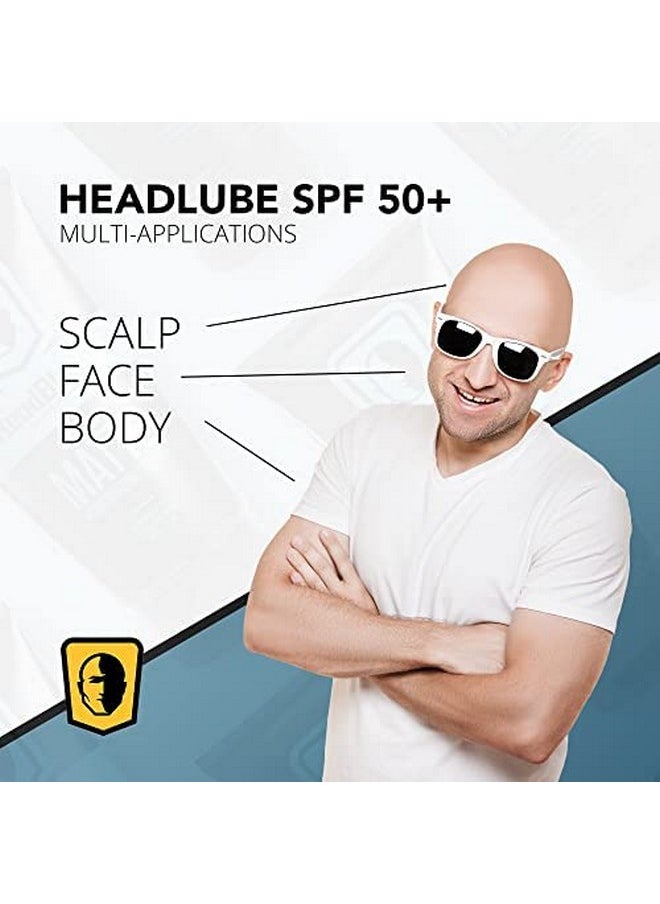 HeadBlade HeadLube SPF 50 Men's Lotion and Sunscreen - No Greasiness, Sweat Resistant, Formulated for Face, Body & Scalps - Water Resistant for 80 Minutes, 5 fl oz