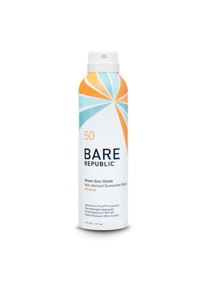 Bare Republic Mineral Sunscreen SPF 50 Sunblock Spray, Sheer and Non-Greasy Finish, Vanilla Coco Scent, 6 Fl Oz