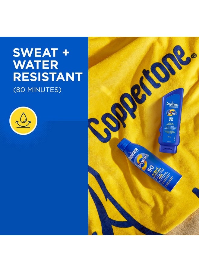 Coppertone SPORT Sunscreen SPF 50 Lotion, Water Resistant , Body Sunscreen Lotion, Travel Size , 3 Fl Oz