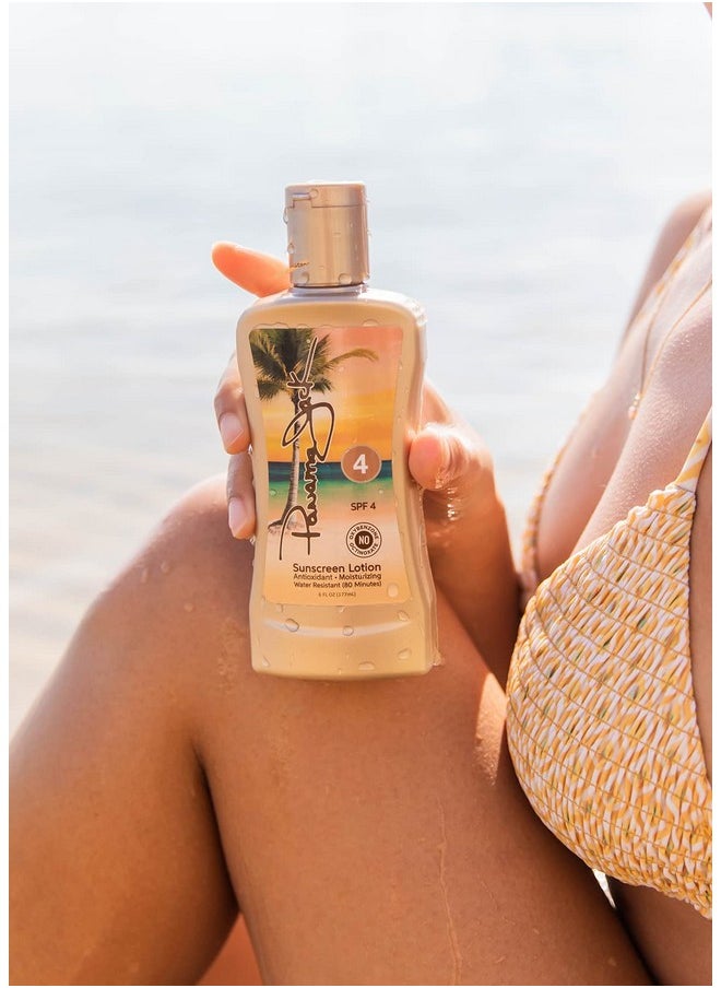 Panama Jack Sunscreen Tanning Lotion - SPF 4, PABA, Paraben, Gluten & Cruelty Free, Antioxidant Moisturizing Formula, 6 FL OZ (Pack of 1)