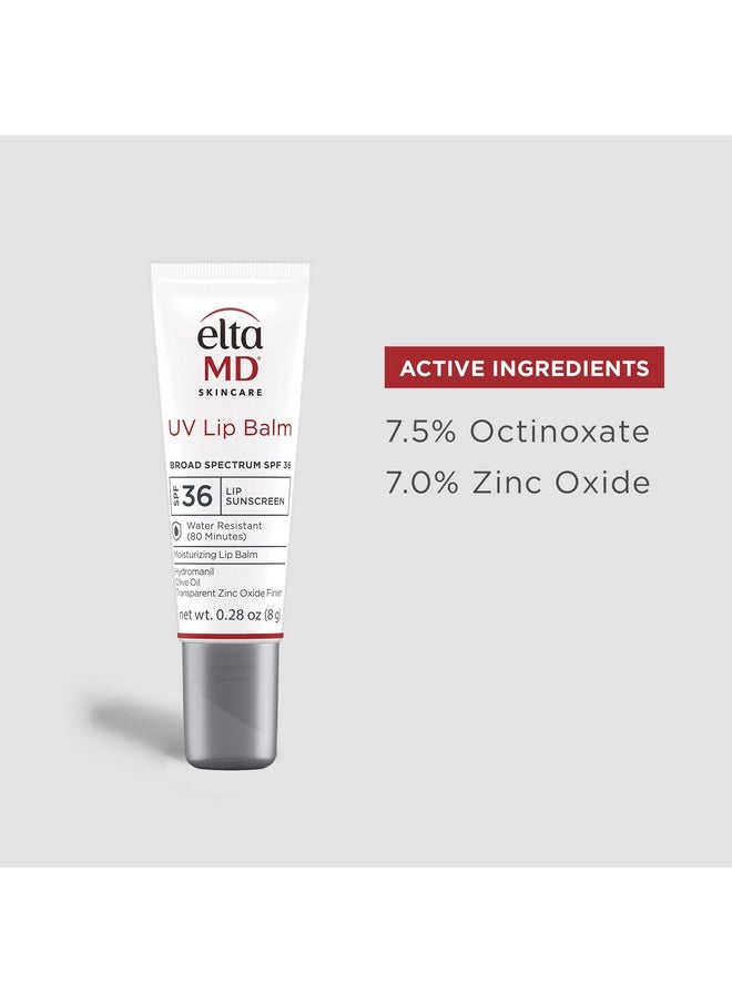 EltaMD UV Lip Balm SPF Sunscreen, Sunscreen Lip Balm with SPF, Protects Dry Cracked Lips, Transparent Zinc Oxide Lip Sunscreen, 0.28 Tube