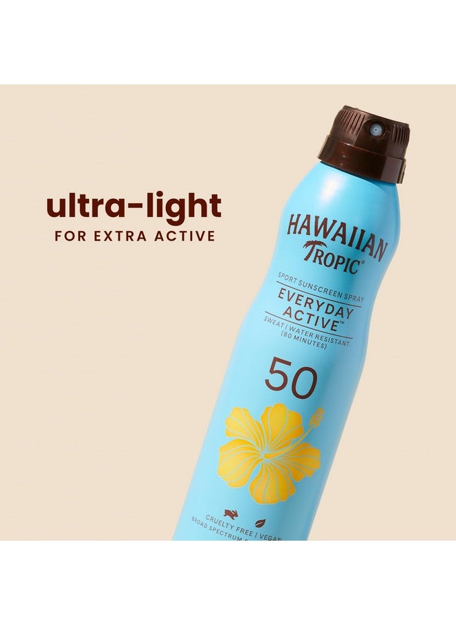Hawaiian Tropic Everyday Active Spray Sunscreen SPF 50, 6oz | Hawaiian Tropic Sunscreen SPF 50, Sunblock, Oxybenzone No Sunscreen, Spray On Sunscreen, Body Sunscreen Spray SPF 50, 6oz each Twin Pack