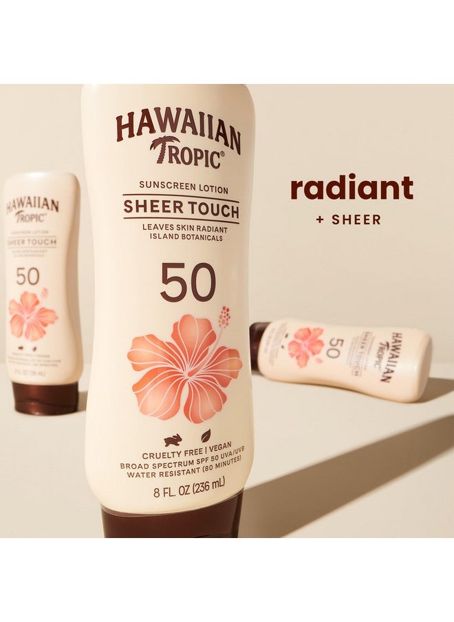 Hawaiian Tropic Sheer Touch Ultra Radiance Lotion Sunscreen SPF 50, 8oz Twin Pack | Hawaiian Tropic Sunscreen SPF 50, Sunblock, Oxybenzone Free Sunscreen, Body Sunscreen Pack, 8oz each