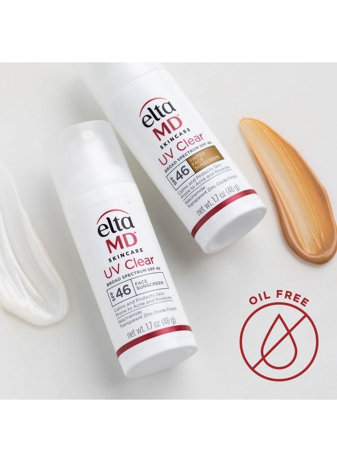 EltaMD UV Clear Tinted Face Sunscreen SPF 46, Oil- Free Tinted Sunscreen with Zinc Oxide, Dermatologist Recommended Sunscreen, 1.7 oz Pump