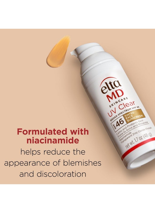 EltaMD UV Clear Tinted Face Sunscreen SPF 46, Oil- Free Tinted Sunscreen with Zinc Oxide, Dermatologist Recommended Sunscreen, 1.7 oz Pump