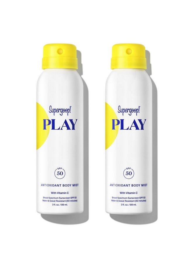 Supergoop! PLAY SPF 50 Antioxidant Body Mist w/Vitamin C, 3 fl oz - 2 Pack - Broad Spectrum Sunscreen Spray for Sensitive Skin - Great for Active Days