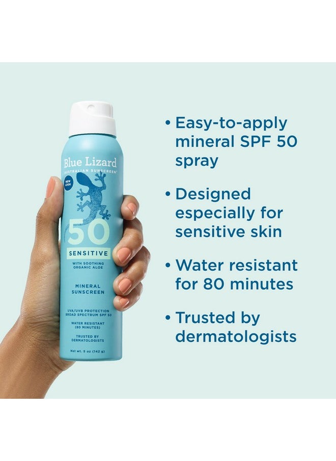 BLUE LIZARD Mineral Sunscreen Sensitive SPF 50+ Spray, 5 Ounce