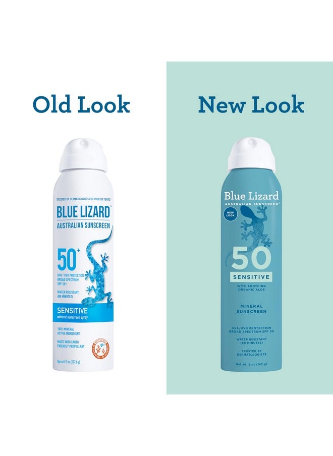 BLUE LIZARD Mineral Sunscreen Sensitive SPF 50+ Spray, 5 Ounce