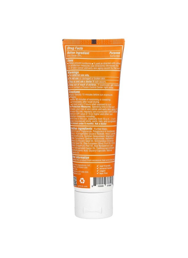 Thinkdaily Mineral Sunscreen, SPF 30 Zinc Oxide Sunscreen with Aloe & Tea Leaves, 3 Fl Oz, Natural, Water Resistant Reef Safe Sunscreen, Broad Spectrum UVA/UVB Sun Screen for Sun Protection