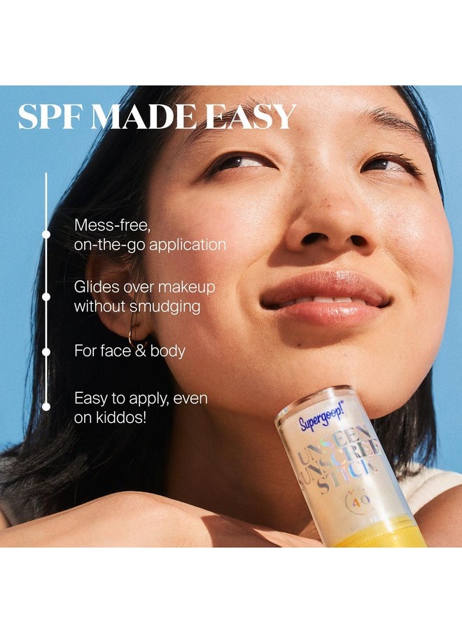 Supergoop! Unseen Sunscreen Stick SPF 40 Invisible Sun Protection - Broad Spectrum Face Sunscreen - Glides Over Makeup - Natural Finish - For All Skin Types - 0.7 fl oz