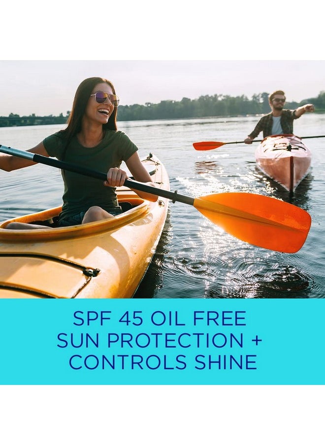 Coppertone Oil Free + Shine Control Sunscreen Face Lotion SPF 45, Lightweight Sunscreen for All Skin Tones, Won't Clog Pores, Fragrance Free, 2.5 Fl Oz Tube