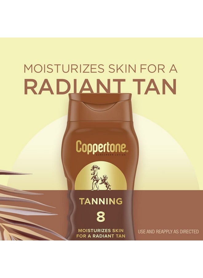 Coppertone Tanning Sunscreen Lotion, Water Resistant Body Sunscreen SPF 8, Broad Spectrum SPF 8 Sunscreen Pack, 8 Fl Oz Bottle, Pack of 2