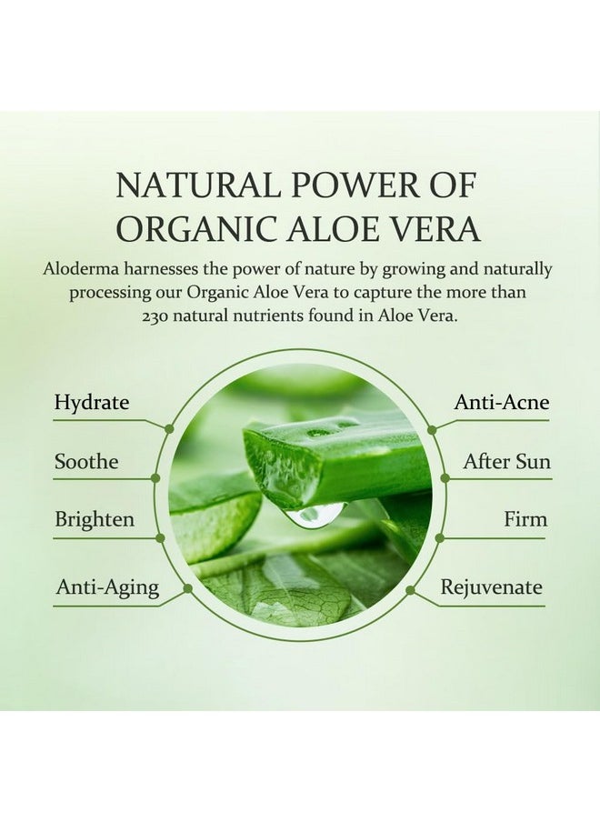 Aloderma 99% Organic Aloe Vera Gel Made within 12 Hours of Harvest, Refreshing Travel Size Aloe Vera Gel for Face & Body, Cooling, Soothing Instant Relief for Skin & Sunburn, Hydrating Aloe Gel, 1.5oz