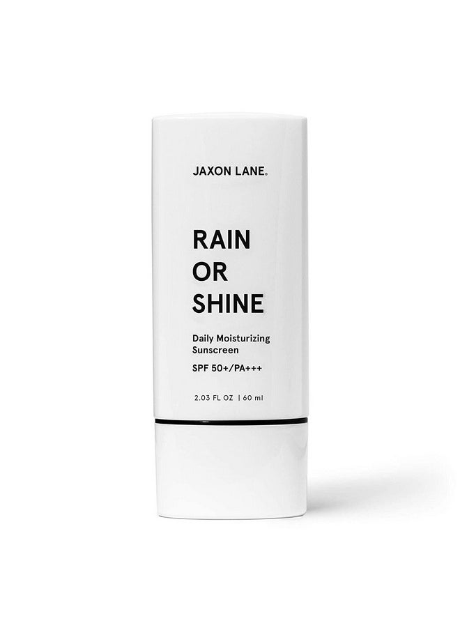 RAIN OR SHINE Anti Aging Face Sunscreen SPF 50 for Clear Skin with Green Tea, Hyaluronic Acid, Vitamin E Oil, Ginseng Extract, Licorice Root - SPF Moisturizer for Face, Fragrance Free 2.03 Oz