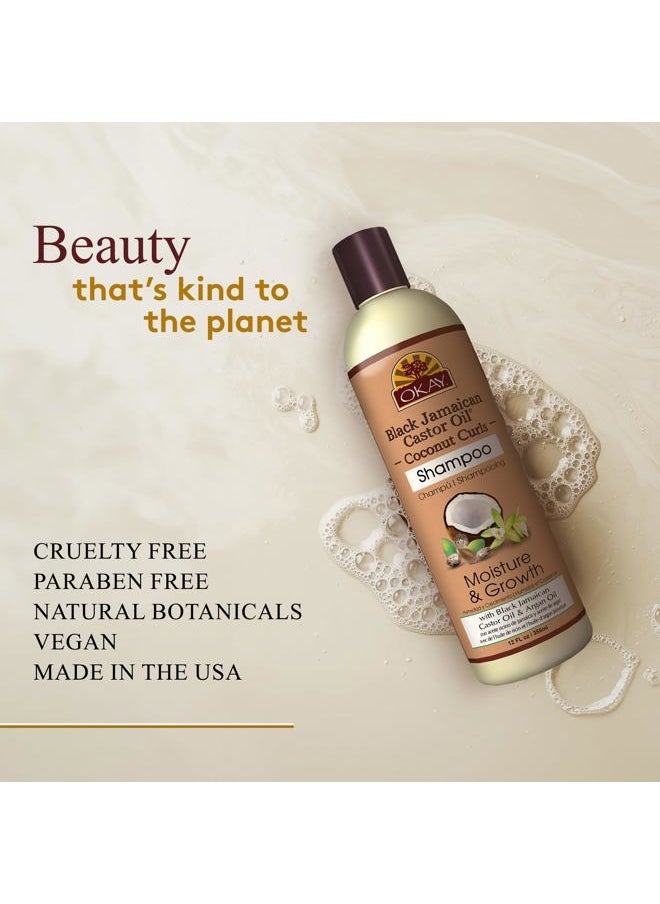 Black Jamaican Castor Oil Shampoo - Natural, Moisturizing Jamaican Castor Shampoo, Strengthen & Restore Damaged Hair for Women and Men - Coconut Curls, 12 fl oz (Pack of 1)
