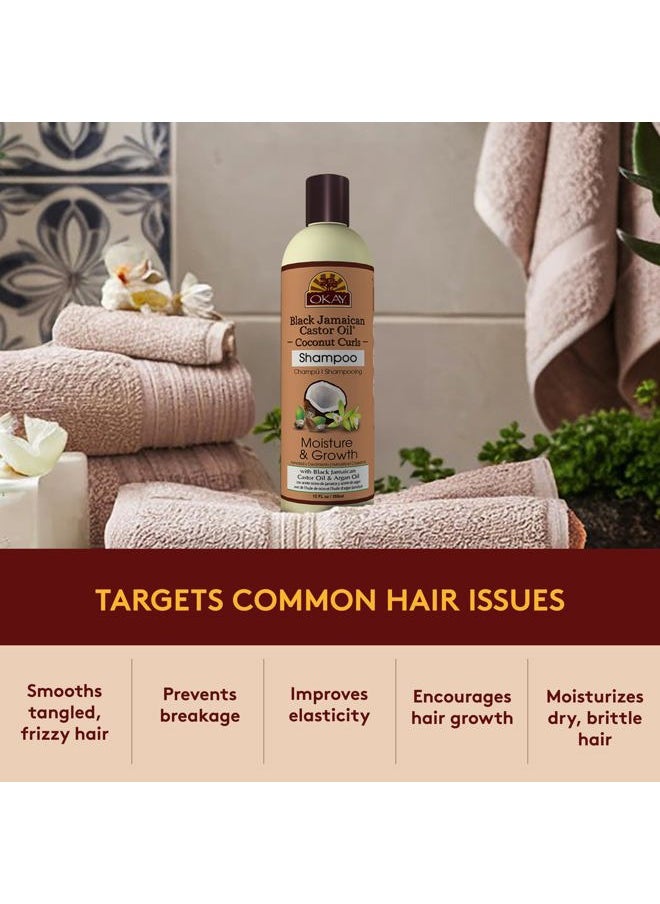 Black Jamaican Castor Oil Shampoo - Natural, Moisturizing Jamaican Castor Shampoo, Strengthen & Restore Damaged Hair for Women and Men - Coconut Curls, 12 fl oz (Pack of 1)