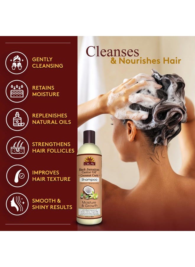 Black Jamaican Castor Oil Shampoo - Natural, Moisturizing Jamaican Castor Shampoo, Strengthen & Restore Damaged Hair for Women and Men - Coconut Curls, 12 fl oz (Pack of 1)