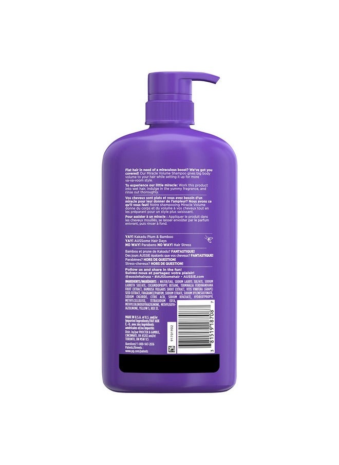 Aussie For Fine Hair Paraben-free Miracle Volume Shampoo With Plum & Bamboo, (Pack of 4)