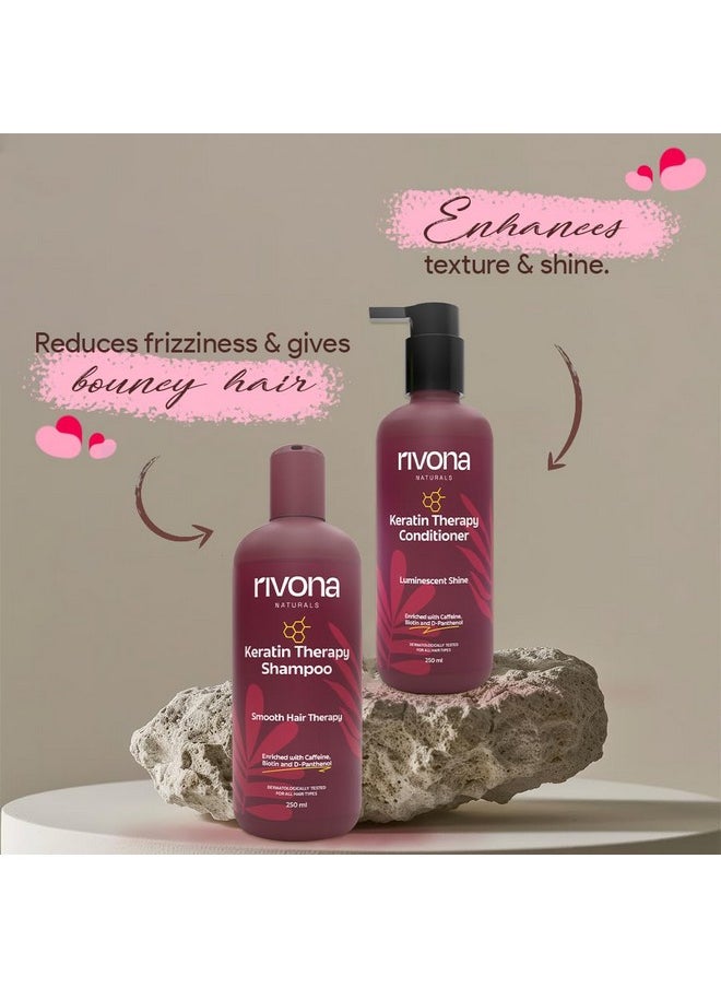 Rivona Naturals Keratin Therapy Shampoo and Conditioner Set |Smooth, Strengthen & Restore Dry, Damaged Hair | Sulfate-Free, Paraben-Free, 500ml