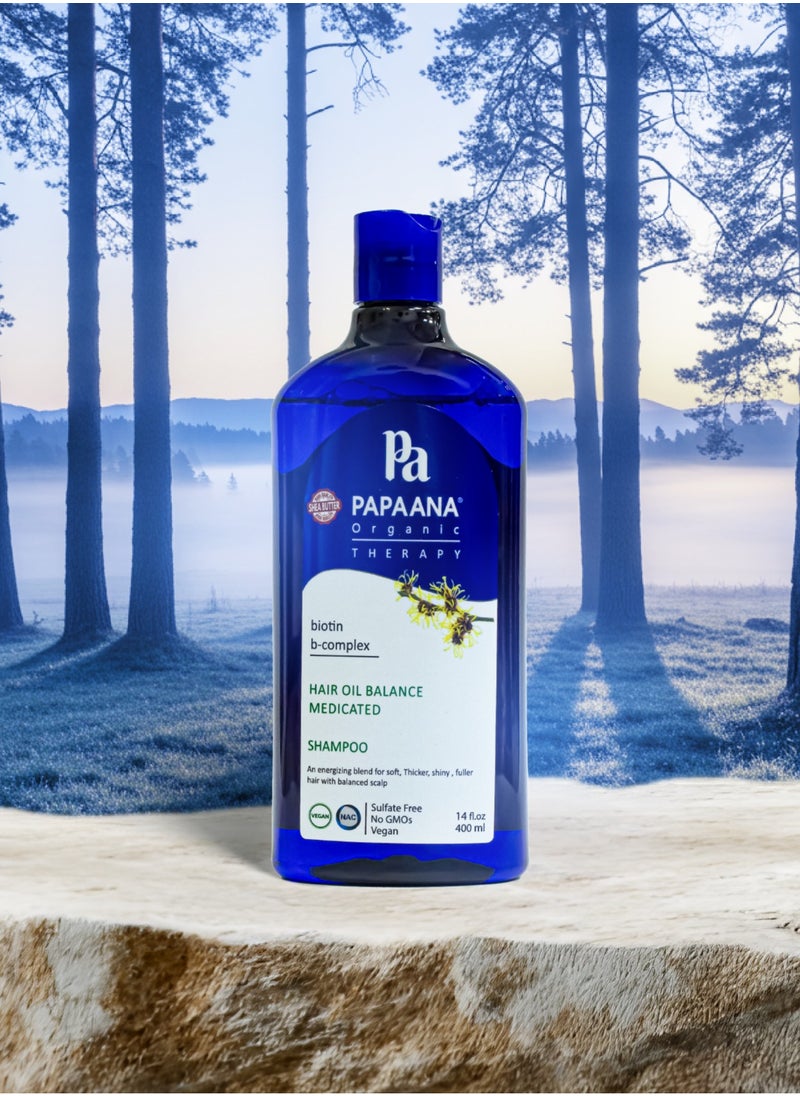 Hair Oil Balance Medicated Shampoo with Shea Butter – 400ml, Soft, Thicker, Shiny & Fuller Hair with Shea Butter