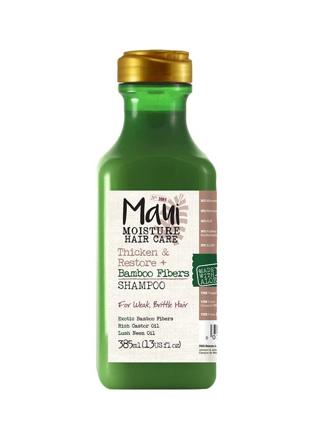 Maui Moisture Thicken & Restore + Bamboo Fibers Strengthening Shampoo to Soften Transitioning or Natural Hair & Renew Brittle Hair, Vegan, Silicone, Paraben-Free 385 ml