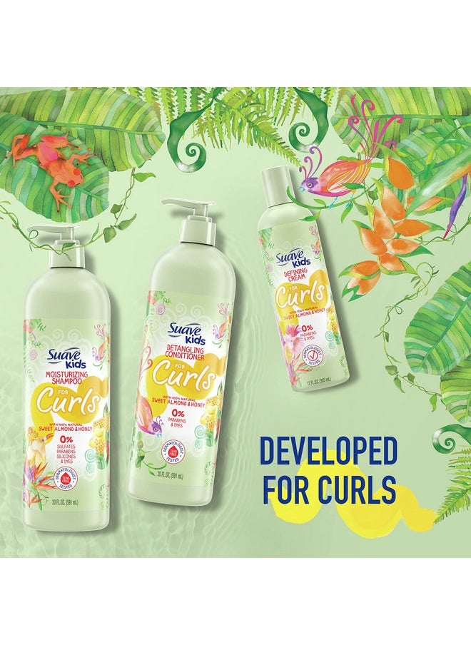 Suave Kids Naturals Shampoo Sulfate Free Shampoo for Kids Curls, Sweet Almond and Honey Dermatologist Tested and Tear-free Shampoo 20 oz