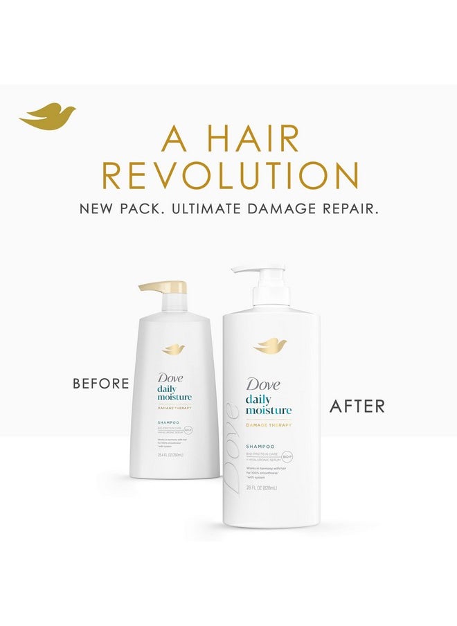 Dove Damage Therapy Shampoo Daily Moisture for Dry Hair with Bio-Protein Care Technology and Hyaluronic Serum 28 Fl Oz