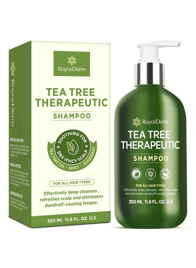 Roycederm Tea Tree Antifungal Shampoo: Folliculitis Shampoo for Dry Scalp, Dandruff, and Itchy Scalp - Medicated Clarifying shampoo with Tea Tree Oil, Paraben & Sulfate Free