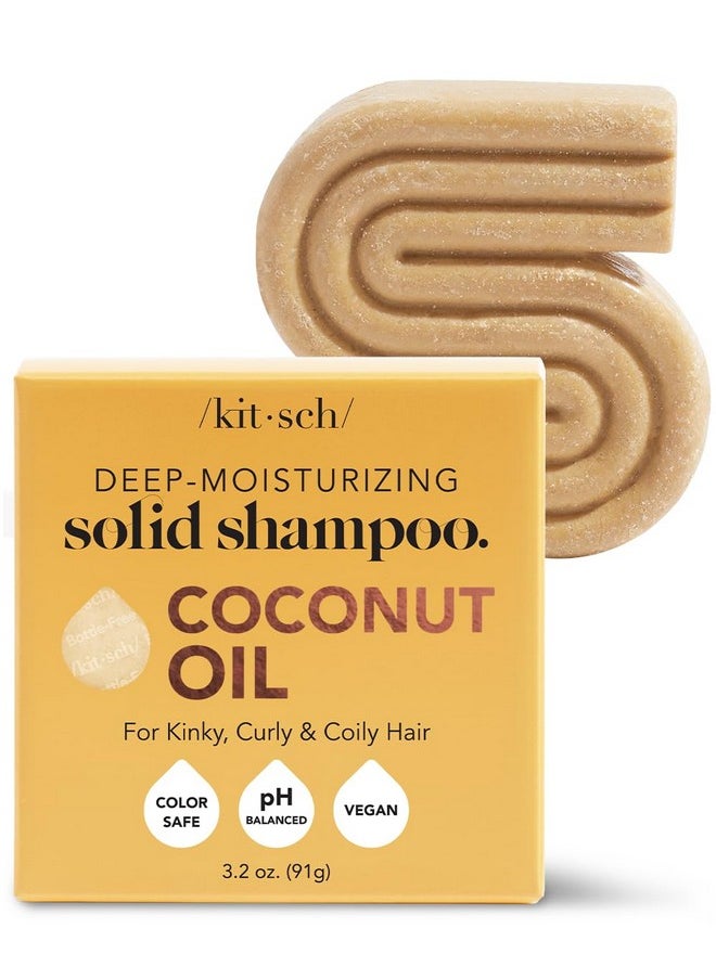 Kitsch Coconut Oil Shampoo Bar, Deep Moisturizing Curly Hair Shampoo, Safe for Color Treated Hair, Paraben & Sulfate Free Formula, Plastic Free, Vegan & Cruelty Free Ingredients for Dry Hair, 3.2 oz