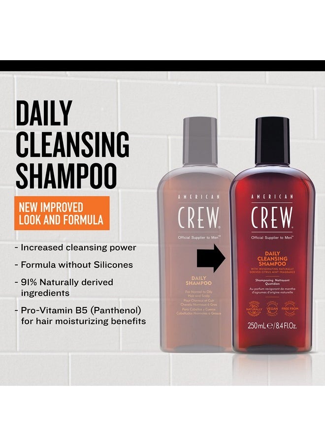 American Crew Shampoo for Men, Daily Cleanser, Naturally Derived, Vegan Formula, Citrus Mint Fragrance, 33.8 Fl Oz