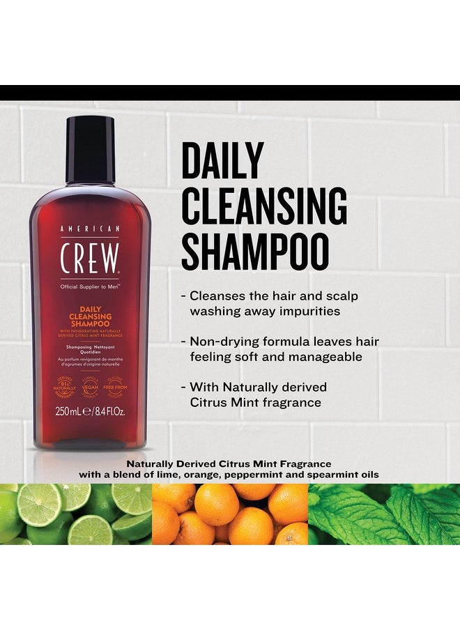 American Crew Shampoo for Men, Daily Cleanser, Naturally Derived, Vegan Formula, Citrus Mint Fragrance, 33.8 Fl Oz