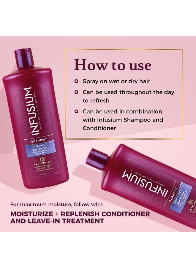Infusium Moisturize and Replenish Shampoo - Infused with Avocado and Olive Oil - Hair Care for Dry Hair - Moisturizing Shampoo for Women - 33.8 oz