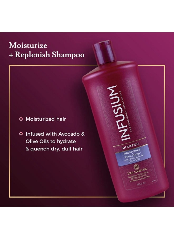 Infusium Moisturize and Replenish Shampoo - Infused with Avocado and Olive Oil - Hair Care for Dry Hair - Moisturizing Shampoo for Women - 33.8 oz