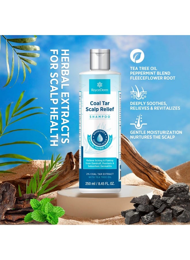 Roycederm Medicated Psoriasis Shampoo: 2% Coal Tar Extract Gel for Scalp Relief - Targets Folliculitis, Seborrheic Dermatitis with Hydrating & Natural Fragrance