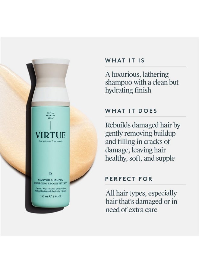 Virtue Recovery Sulfate Free Shampoo with Keratin and Baobab Seed Oil for Damaged Hair, Color Safe